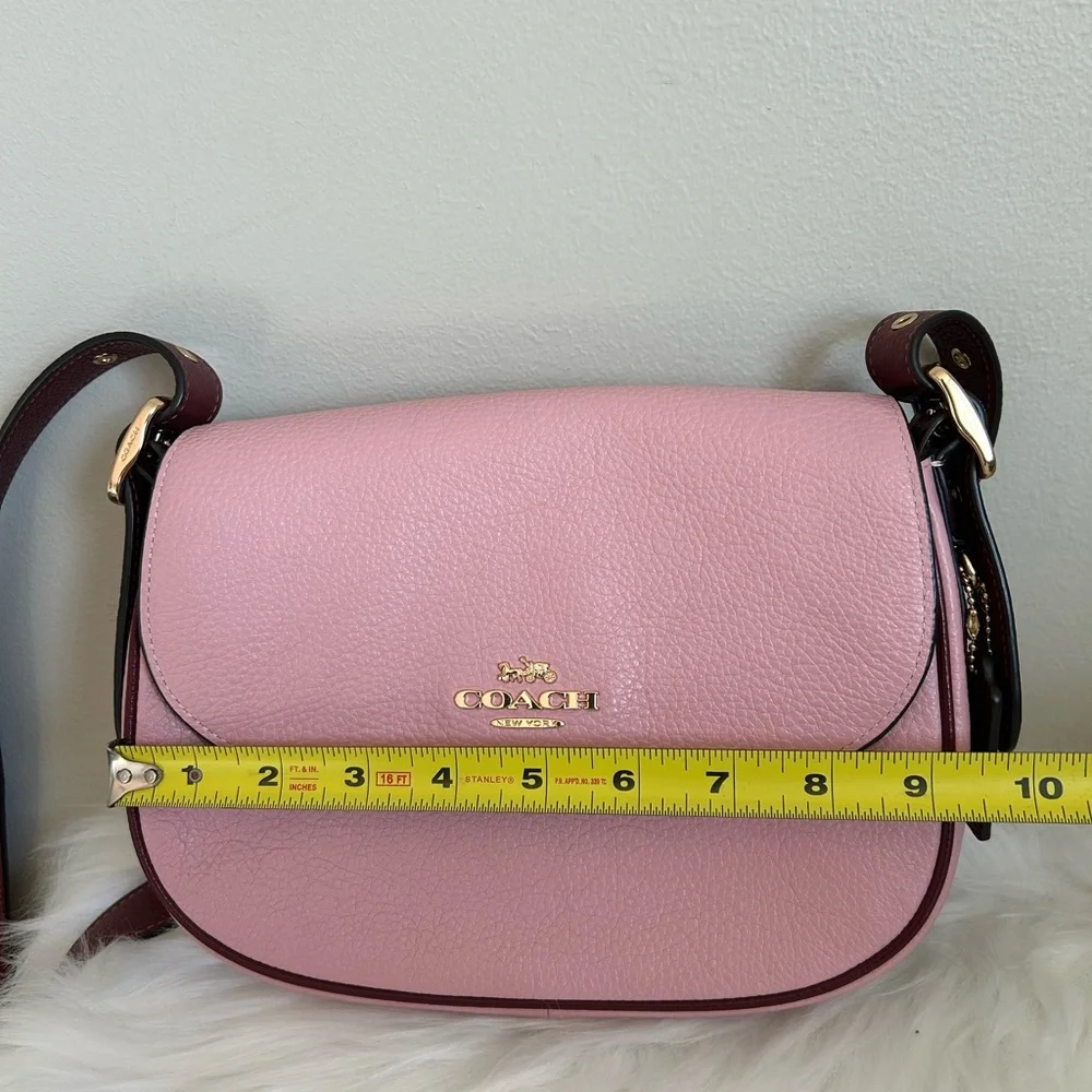 Coach Macie Saddle Bag Pink Pebbled Leather‎ Shoulder Bag Excellent